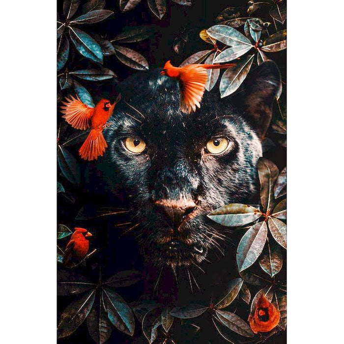Wild Glance 'Black Panther and Cardinals | Leafy Portrait' Paint By Numbers Kit
