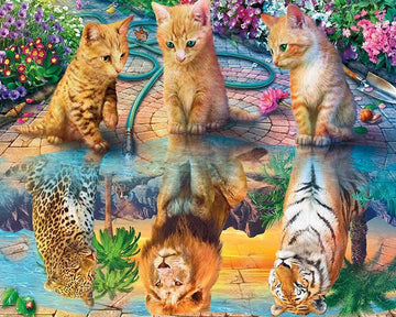 Various Animal Reflections 'Cat x Leopard , Lion , Tiger' Paint By Numbers Kit