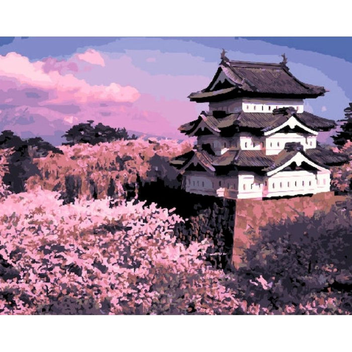 Hirosaki Castle with Cherry Blossoms Paint By Numbers Kit