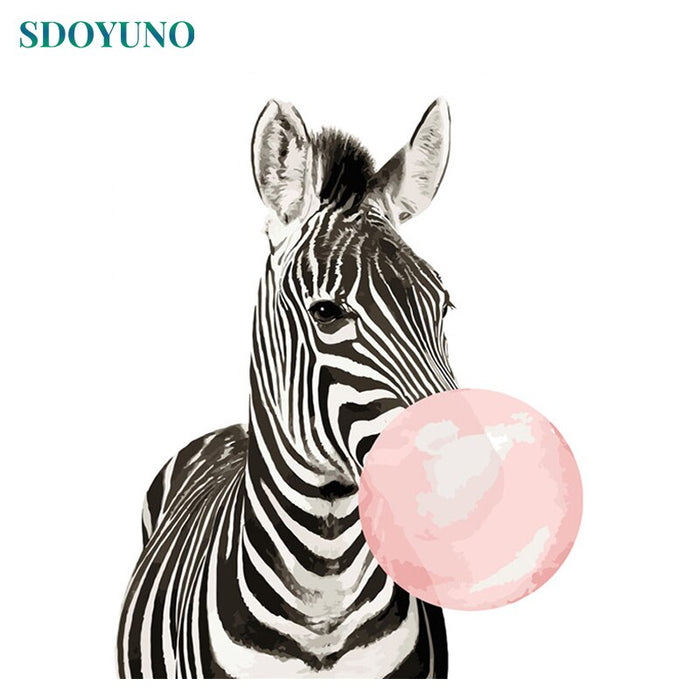 Animals Blowing Bubbles 'Zebra' Paint By Numbers Kit