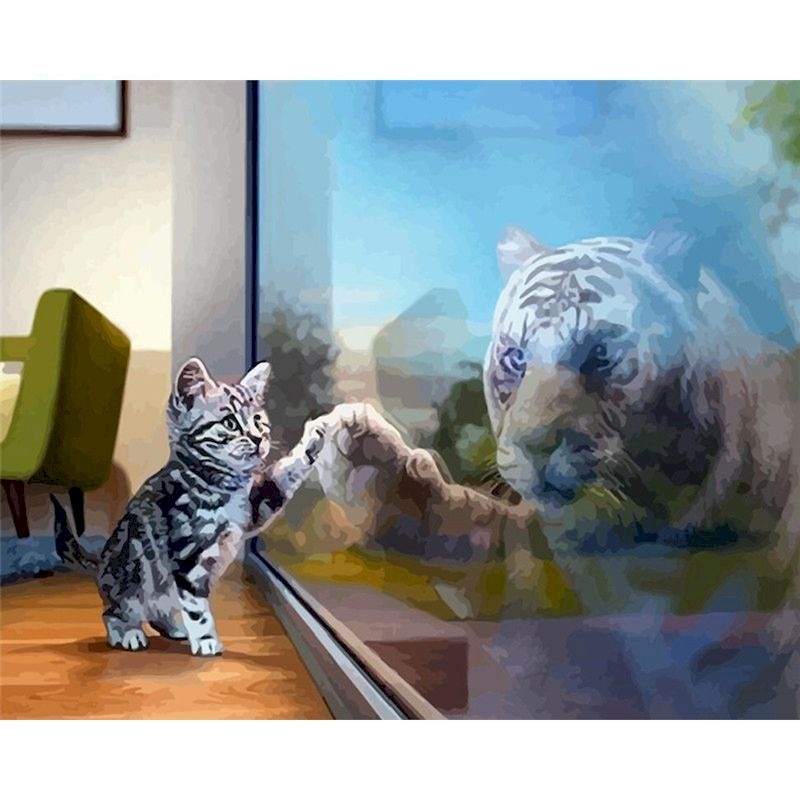 Various Animal Reflections 'Tiger x Cat' Paint By Numbers Kit