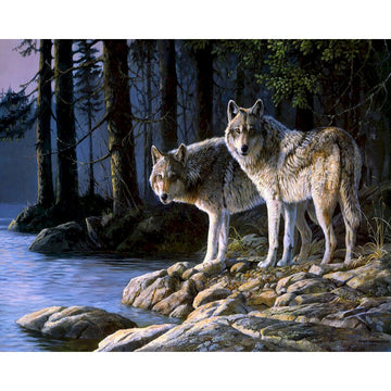 Wolf by the River Paint by Numbers Kit