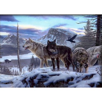 Wolf in the Snowy Forest Paint by Numbers Kit