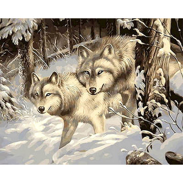 Wolf in Snow Paint by Numbers Kit