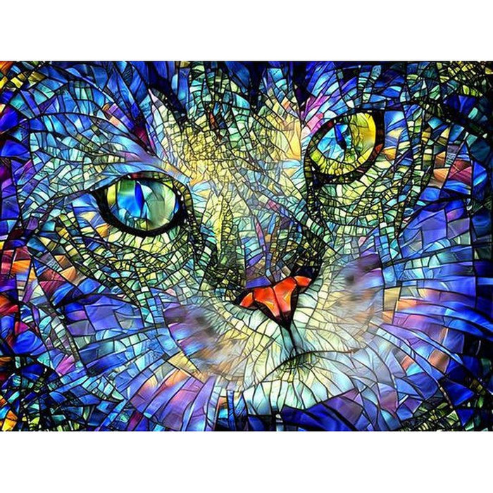 Animal Abstract 'Fearful Cat'' Paint By Numbers Kit