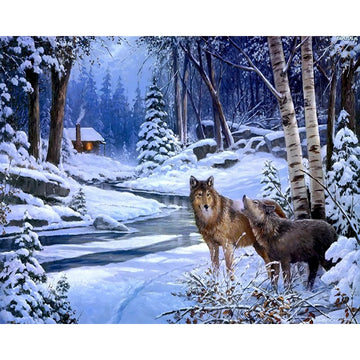 Winter Wolf River Paint by Numbers Kit