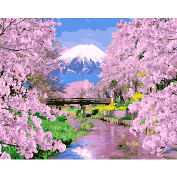 Mt. Fuji and Cherry Blossoms Paint by Numbers Kit