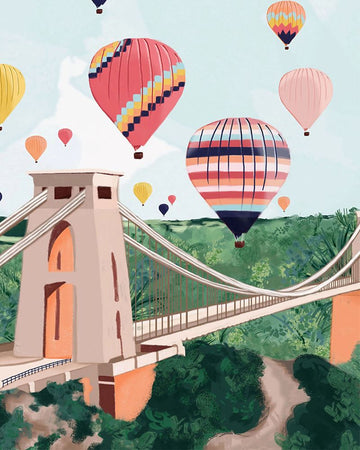 Clifton Suspension Bridge with Hot Air Balloon Pastel Paint By Numbers Kit