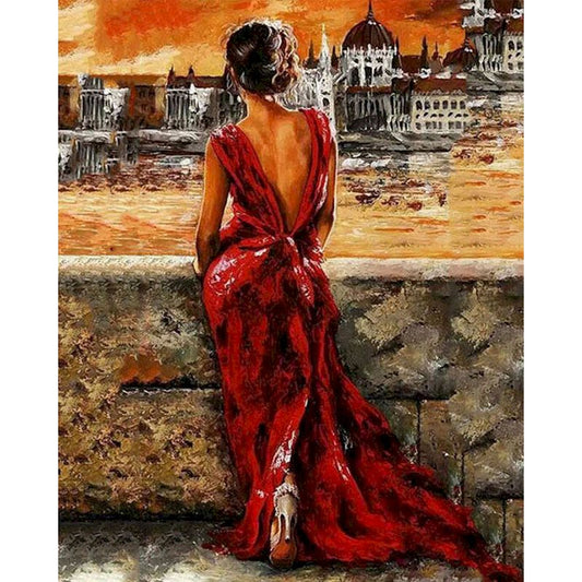 Lady in Red Dress Paint By Numbers Kit