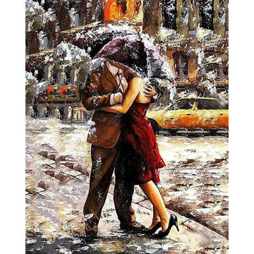 Couple Sharing Umbrella Paint By Numbers Kit