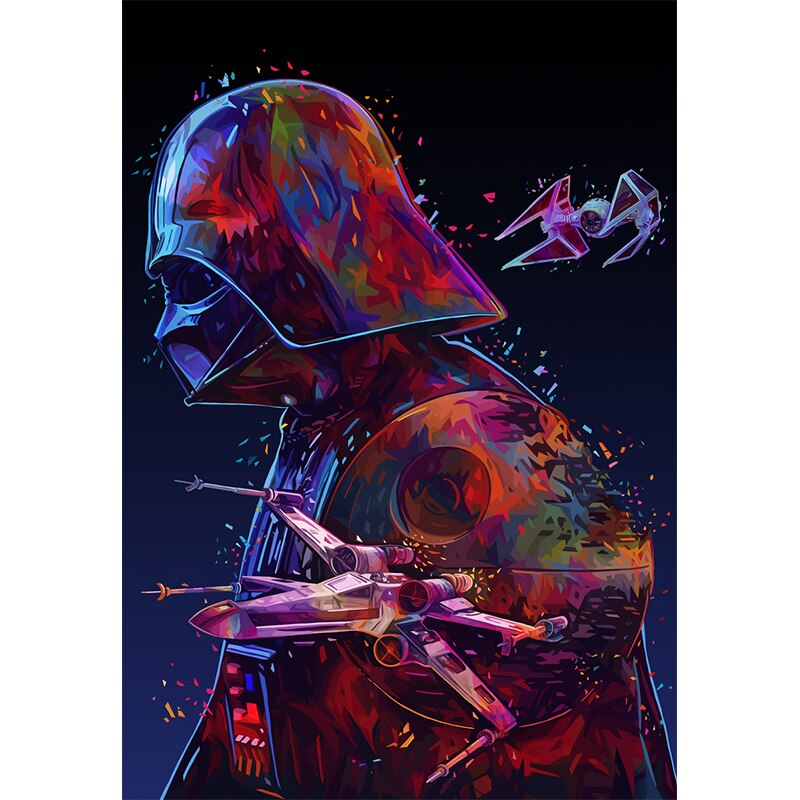 Modern Art 'Darth Vader with Death Star' Paint by Numbers Kit