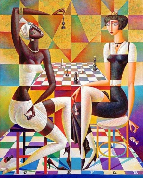 A Play in Chess by Georgy Kurasov Oil on Canvas Paint by Numbers Kit