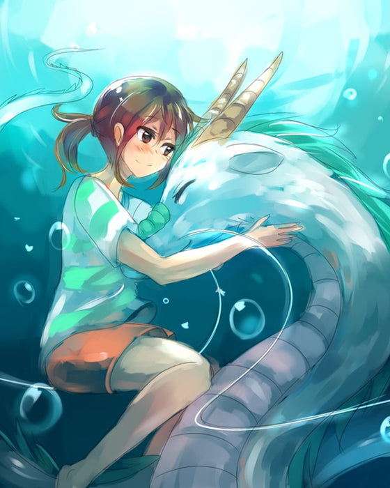 Spirited Away 'Chihiro and Haku Cuddles Under Water' Paint by Numbers Kit