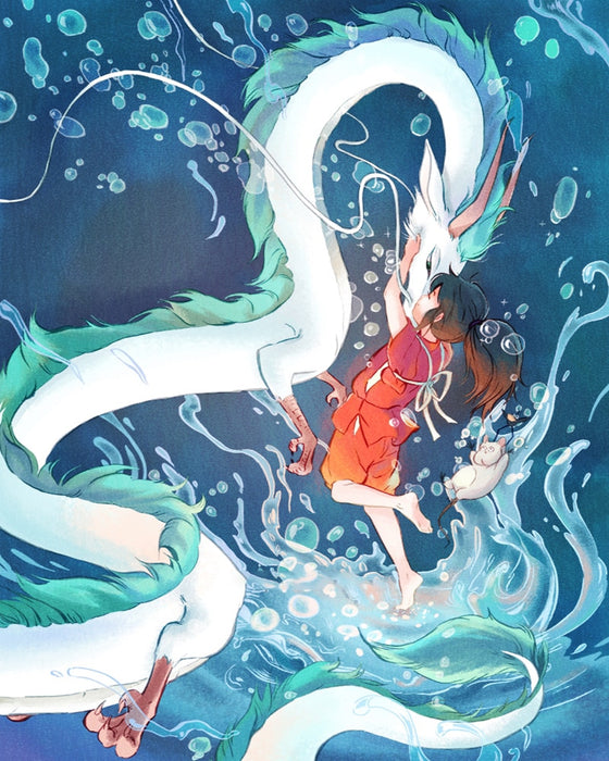 Spirited Away 'Haku and Chihiro Frolicking in the Water' Paint by Numbers Kit
