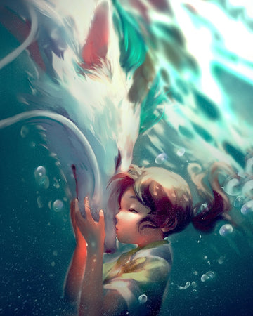 Spirited Away 'Chihiro Kissing Haku' Paint by Numbers Kit