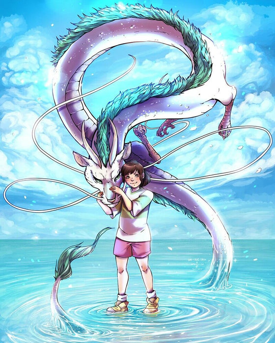 Spirited Away 'Haku and Chihiro Standing Above The Sea' Paint by Numbers Kit