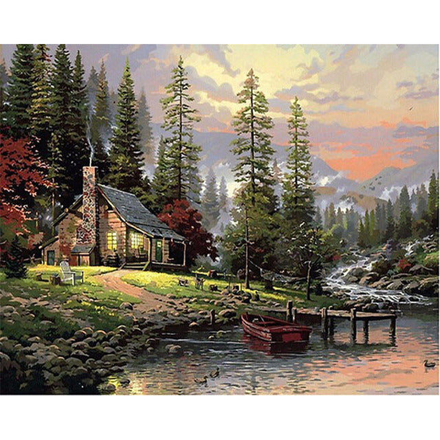 Forest Lodge 'Afternoon Sunlight' Paint By Numbers Kit