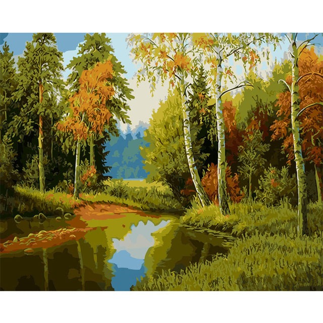 River and Autumn Forest Paint By Numbers Kit