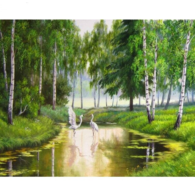 Great Egret 'Forest Stream' Paint By Numbers Kit
