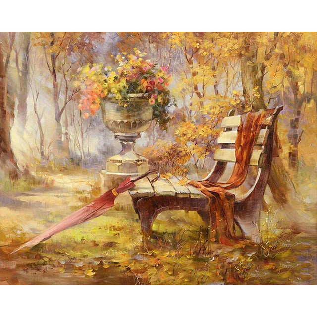 Fall Garden 'Old Bench' Paint By Numbers Kit