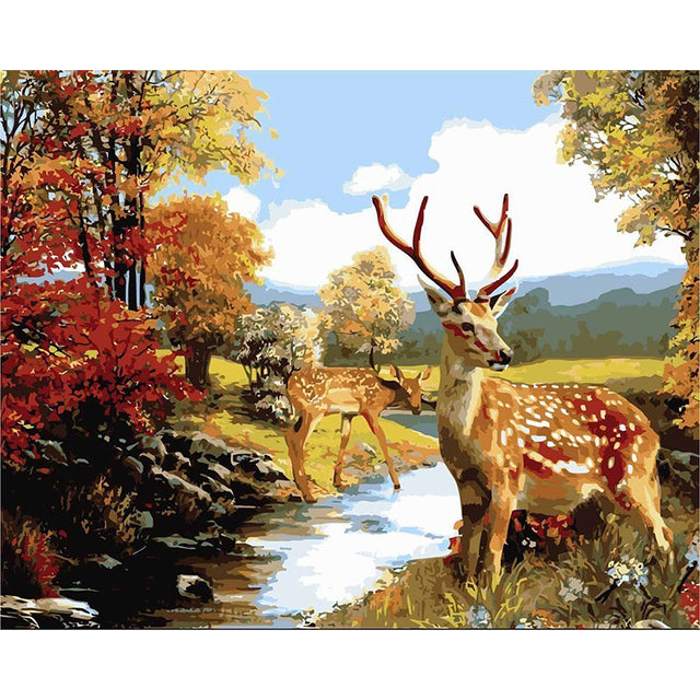 Sika Deer 'Forest Stream' Paint By Numbers Kit