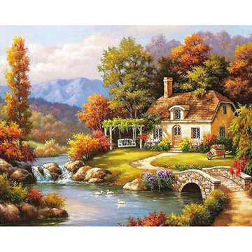 Autumn at Countryside Cottage Paint By Numbers Kit