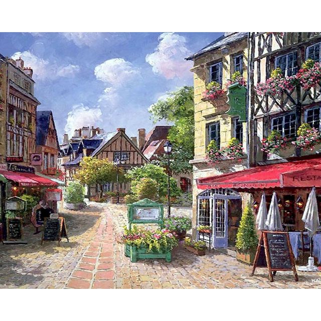 France 'Old Town of Dinan' Paint By Numbers Kit