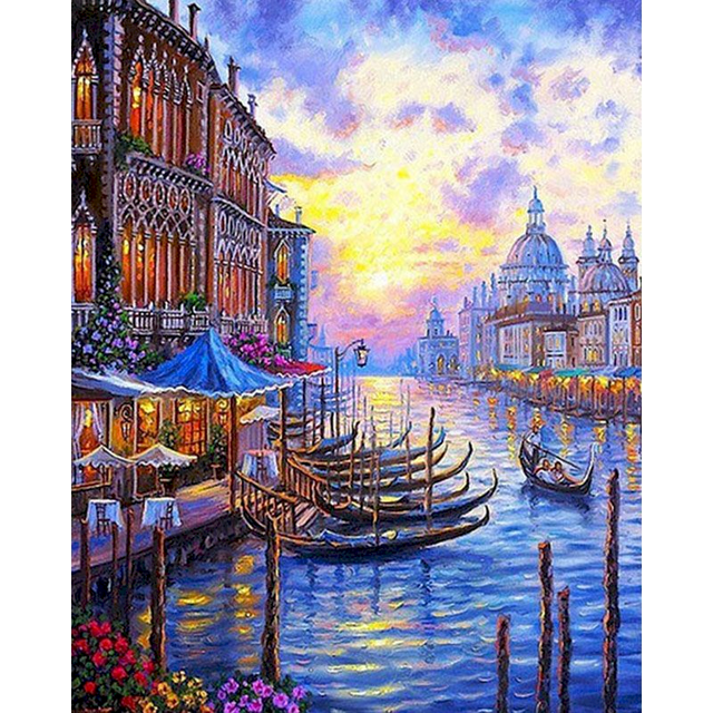 Italy 'Sunset at Grand Canal' Paint By Numbers Kit