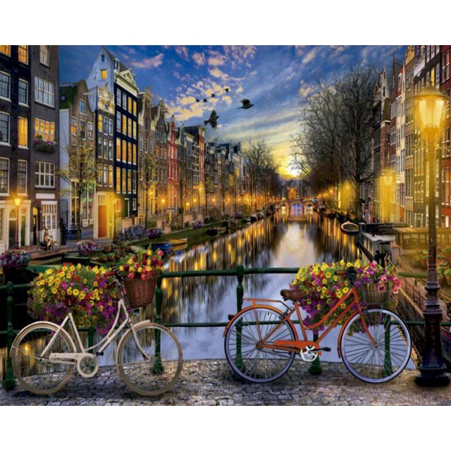 Netherlands 'Sunset at Amsterdam Canals' Paint By Numbers Kit
