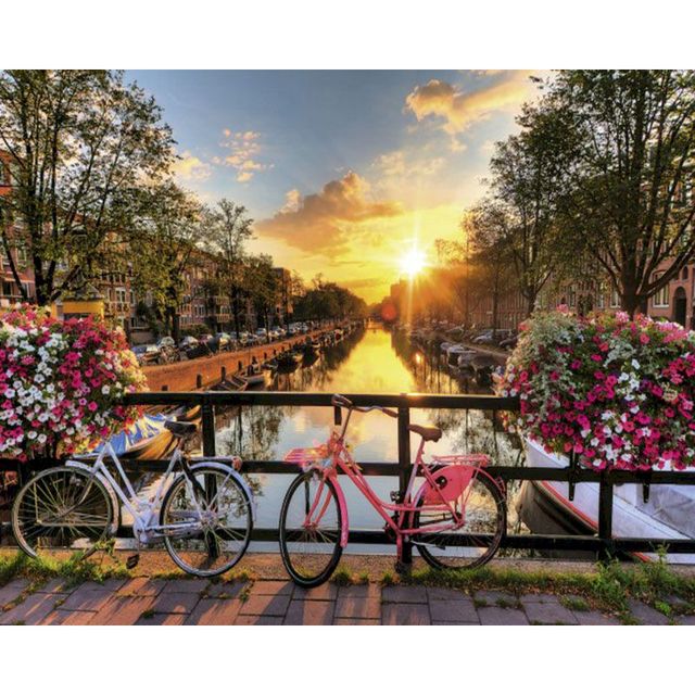 Netherlands 'Beautiful Sunrise at Amsterdam Canals' Paint By Numbers Kit