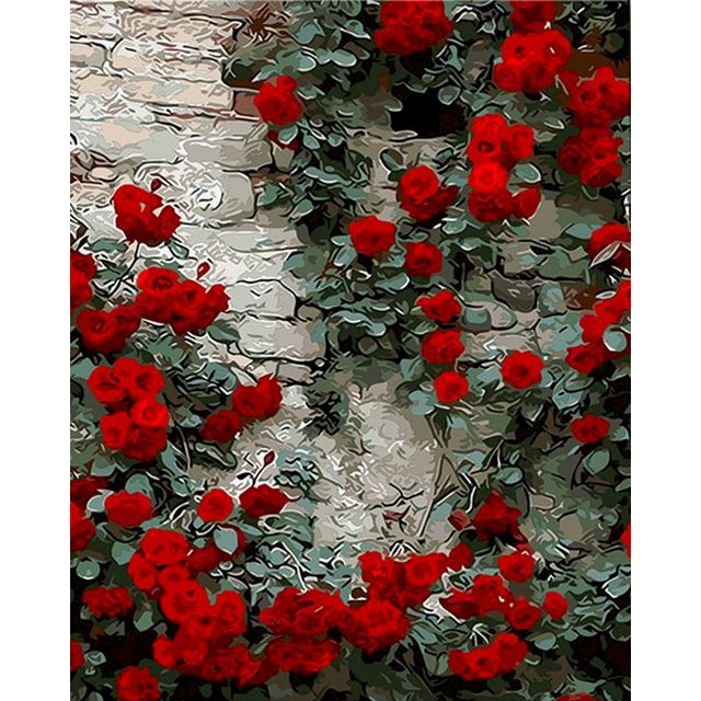 Red Climbing Roses Paint By Numbers Kit