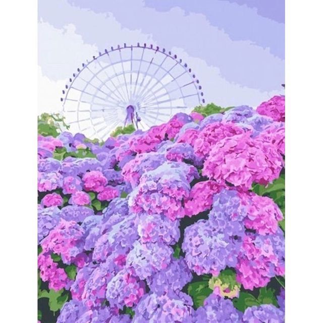 Flowering Cherry and Giant Ferris Wheel Paint By Numbers Kit