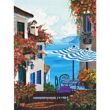 Greece 'Santorini Courtyard' Paint By Numbers Kit