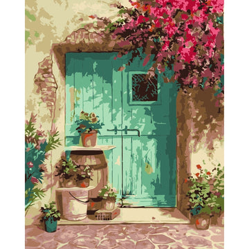 Italian Tuscany Door and Flowers Paint By Numbers Kit