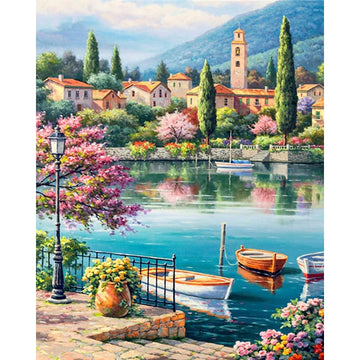 Italy 'Lake Port' Paint By Numbers Kit