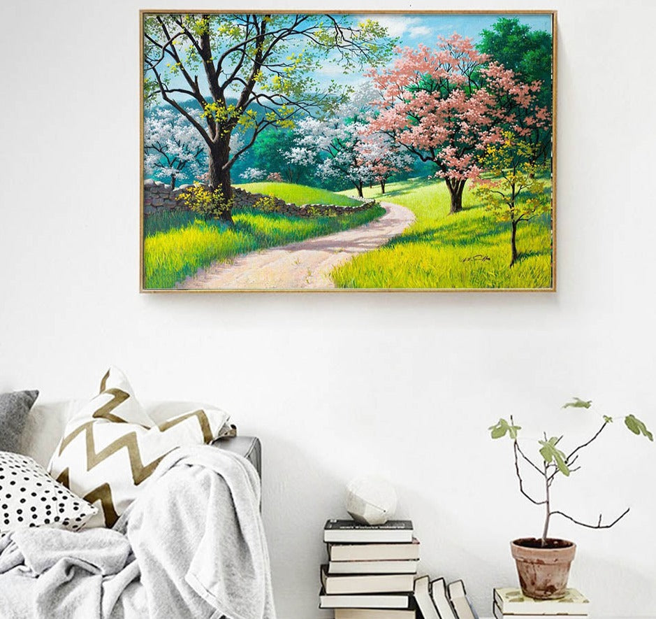 Flowers and Tree 'Spring Road' Paint By Numbers Kit