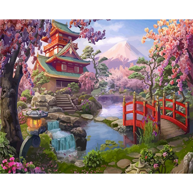 Japanese Pagoda Garden Paint By Numbers Kit