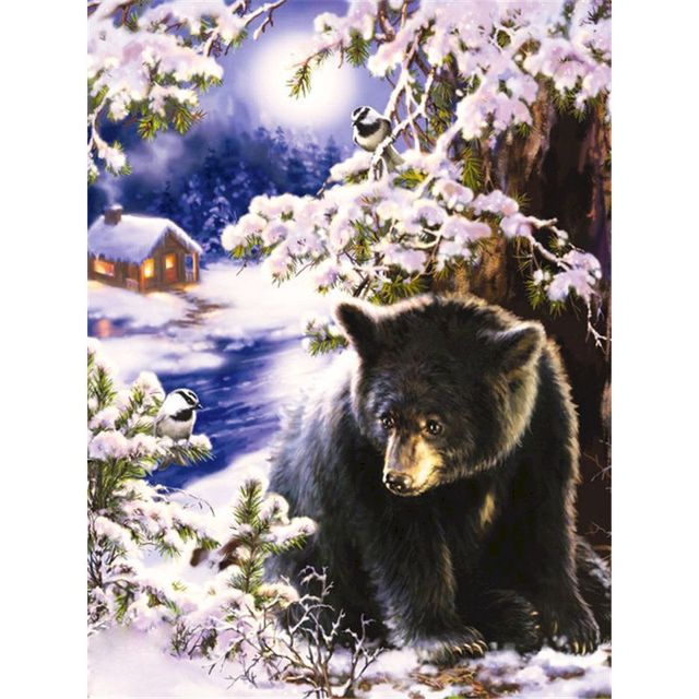 Black Bear 'Winter Village' Paint By Numbers Kit