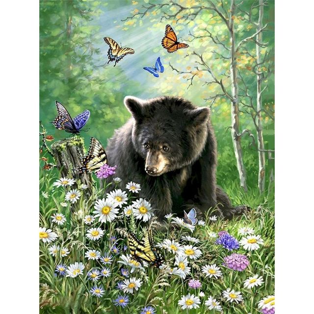 Black Bear 'Butterflies and Flowers' Paint By Numbers Kit