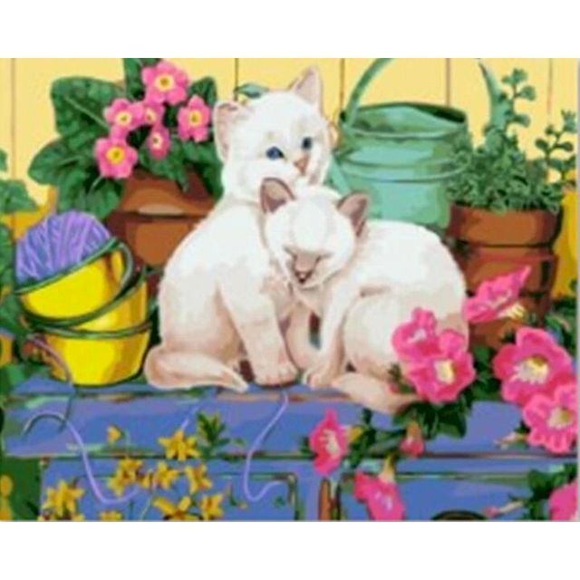 Clingy Siamese Cat 'Flower Bloom' Paint By Numbers Kit