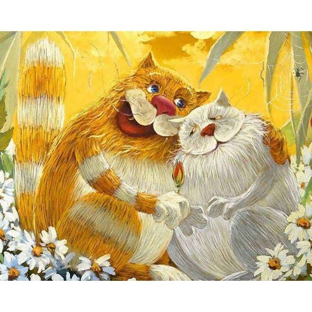 Couple Cat 'Lovey Chubby' Paint By Numbers Kit