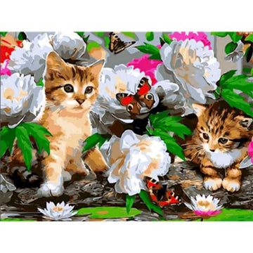 Playful Cats 'Peonies Garden' Paint By Numbers Kit