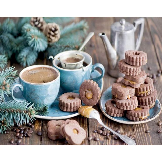 Winter Coffee and Sweet Cookies Paint By Numbers Kit