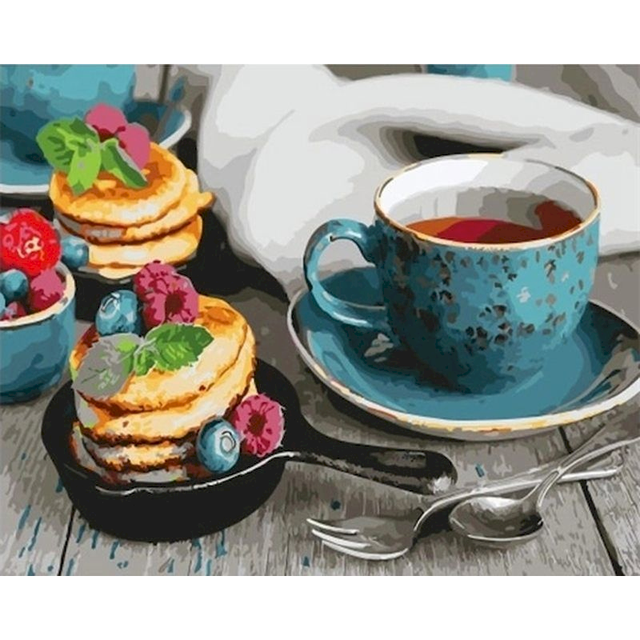 Breakfast 'Coffee and Pancakes' Paint By Numbers Kit