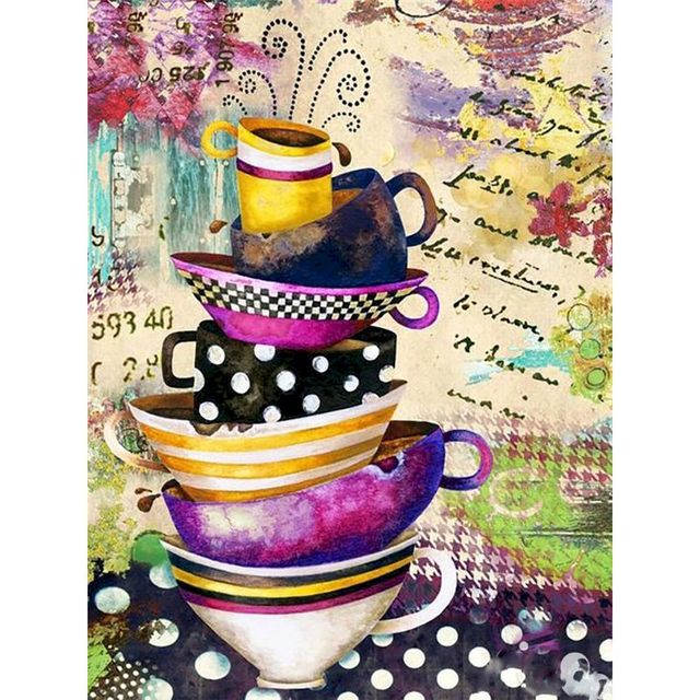 Retro Colored Cup Paint By Numbers Kit