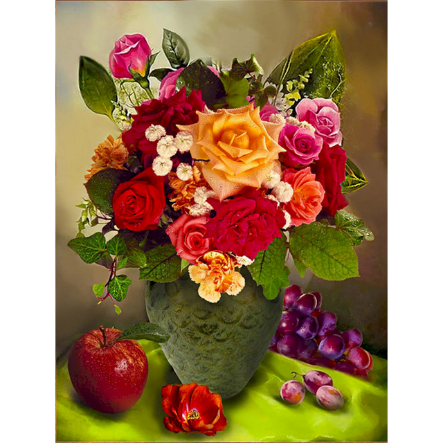 Fresh Roses in a Vase Paint By Numbers Kit