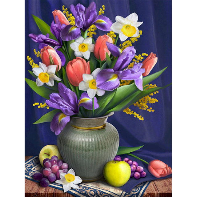 Flower Portrait 'Tulips and Iris' Paint By Numbers Kit