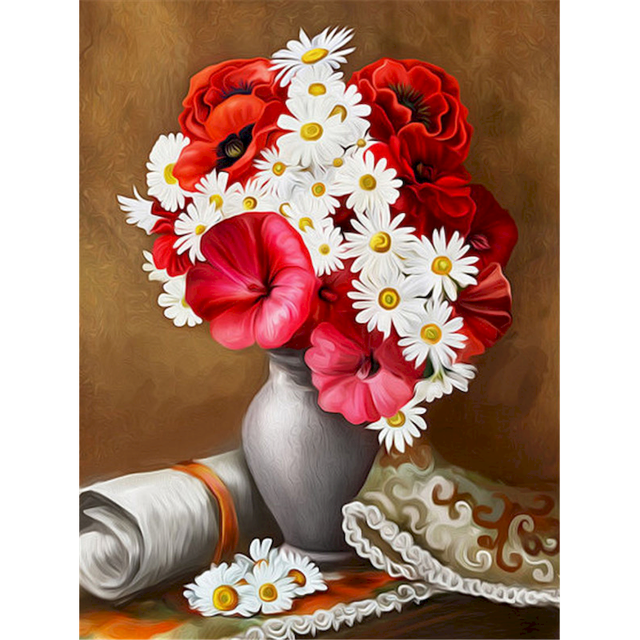 Flower Portrait 'Red Poppy and Daisy' Paint By Numbers Kit