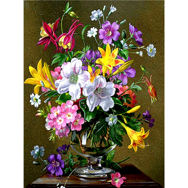 Flower Portrait 'Violets and Yellow Bell' Paint By Numbers Kit