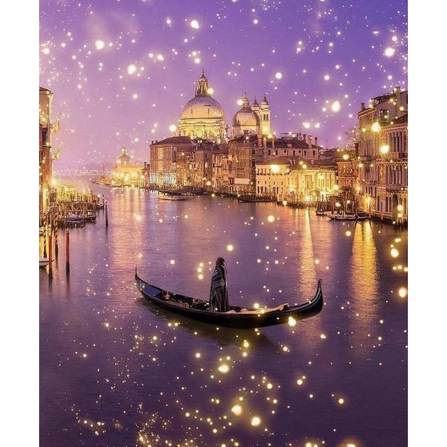 Italy 'Grand Canal | Sparkling Night Sky' Paint By Numbers Kit